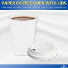 Paper Coffee Cups With Lids 12 Oz  Disposable Paper Cups For Hot Drinks  Whit   