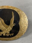 Vintage Eagle Belt Buckle - Lp Handcrafted Western Black Enameled Brass