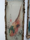 2 Vintage Antique Japanese Reverse Glass Painting Utagawa Hiroshige Reproduction