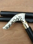 Vintage Brass Designer Head Handle Antique Black Wooden Walking Stick Cane Gifts
