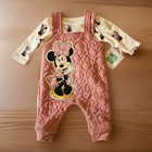 Disney Minnie Mouse 2-piece Baby Girls 0-3m Pink Quilted Overalls   Shirt