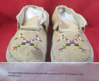 Vintage Native American Paiute Indian Handmade Beaded Leather Moccasins  Sz9-10