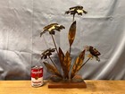 Vintage Metal Brutalist Flower Sculpture Groovy Retro Mcm Art Antique