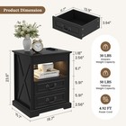 Lvifur Nightstand Set Of 2 With Gun Drawers And Charging Station-luxe Black