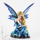 Fantasy Reading Fairy Figurine - Blue Gradient Wings Elf Statue With Book  Co   