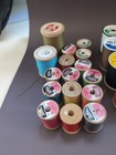Vtg Sewing Thread Lot - 43 Spools Mixed Wooden   Plastic Spools - Various Colors