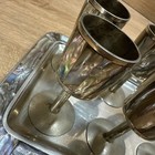 Vintage Mexican Silver   Abalone Inlay Tray Set Of 6 Shot Gobblets