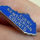 Vintage Every Kentuckian Counts Lapel Pin Tie Tack Kentucky State Shaped