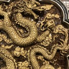 Vintage Large Asian Carved Golden Dragon With Flaming Pearl Wall Decour 19 Inch