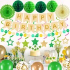 79pcs Birthday Decorations Happy Birthday Banner Green Gold Balloons Paper F   