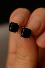 Black Onyx Cushion Cut Gemstone 925 Sterling Silver Women Designer Stud Earrings
