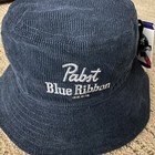 New Pabst Blue Ribbon Pbr Corduroy Bucket Hat Navy 100  Cotton Embroidered Logo