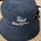 Pabst Blue Ribbon Pbr Navy Blue Corduroy Bucket Hat Cap New Vintage Style Beer