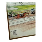 Vintage 1994 Christmas Card Set Of 3 Remi Santa On The Track Horses Gold Border