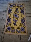 Antique Hand Made Hooked  Rug  1970s  Flowers Theme 48 x27   