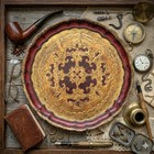 Antique Original Vtg Wooden Moroccan Fez Star Pattern Round Tray 11 5  Rare   