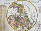 Northern Hemisphere 1780 Rigobert Bonne Large Antique Engraved Map 18th Century
