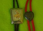 2 Vintage Cowboy Western Bolo Ties  sterling Silver Heart  bucking Bronco Slides
