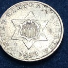 1853 Three Cent Silver Piece Trime 3c Type 1 Ungraded Choice Us Coin  257