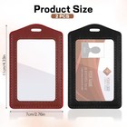 2pcs Leather Badge Holder  Double Sided Clear Window Badge Holder Vertical Id Ca