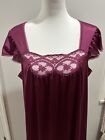 Vanity Fair Nightgown Maroon A-lined Pullover Nylon Size Medium Lace Vintage
