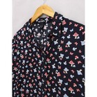 Hot Topic Mushroom Butterfly Cropped Shirt Sz M Black Rayon Button Down