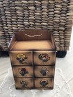 Vintage Sewing Notions Wooden Cabinet  W Drawers Hangs Or Sets