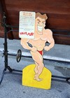 Vintage Carnival Amusement Park Sign Pool Rules Wood Muscle Man Body Builder