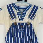 Vintage Oshkosh B gosh Kids 4t Stripe Overalls And Ringer Shirt Set Blue White