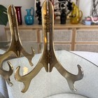 Vtg Brass Easel Display Art Stand Picture Plate Book Holder 7 5    Tall