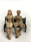 Vtg Old Manoil Barclay Lead Set Man Woman Figures On Bench Miniature Painted Usa