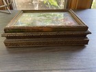 Vintage Victorian Carved Wood Jewelry Box Glass Top Francois Boucher Art Mirror