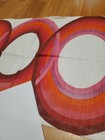 Awesome Rare Vintage Mid Century Retro 70s Pnk Org Red Brn Lrg Ovals Fabric  Wow