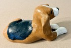 Hand Painted Ceramic Beagle Dog Figurine Tricolor Puppy Statue Hobbyist Art
