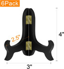 6 Pack 4 Inch Wooden Display Stand Plate Easels Holder  black 