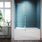 Sunny 48  W X 58  H Shower Tub Door Bathtub Door Frameless Hinged Pivot Glass