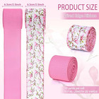 2 Rolls 20 Yards Pink Floral Wired Edge Ribbon Magnolia Flower Printed Burlap Ri