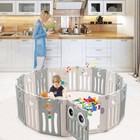 Costway 16-panel Baby Playpen Kids Activity Center Play Yard W  Lock Door Beige