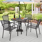 Metal Outdoor Patio Chairs Set Of 4 Stackable Outside Dining Chairs With Armrest