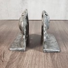 Vintage Cast Metal Western Grazing Horse With Saddles Book Ends