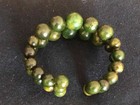 Antique Vintage Art Deco Marbled Green Bakelite Bead Bracelet Tested Graduated 