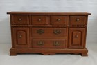 Beautiful Vintage Wooden Jewelry Box Cabinet Small Dresser 8 Drawers 15  X 8  