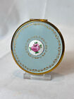 Antique Elgin American Compact Guilloch     Enamel Flower Mirrored Powder Box