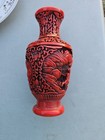Antique Chinese Red Carved Cinnabar Lacquer Vase 1200 Made In Italy