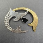 Vintage 925 Sterling Mexican Tc-74 Mixed Metal Geometric Design Pin Brooch