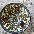 Vtg Tiffany Style Stained Glass  Light Shade Only 13    Diameter