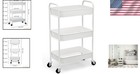 Rolling Storage Cart Kitchen Cart With 3 Shelves Casters White 16 75x11 5x30 25