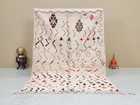 Moroccan Handmade Vintage Azilal Rug 4x8 Berber Abstract White   Red Wool Carpet
