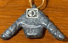 Vintage Inuit Eskimo Native Carving Necklace Face With Leather Thong  Id Numbers