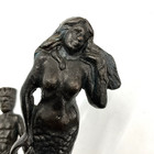Vtg Cast Iron Mermaid King Neptune Wall Hooks Lot Of 2 Original Patina Nautical